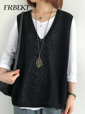 Women’s Autumn V-Neck Knit Vest Korean Style