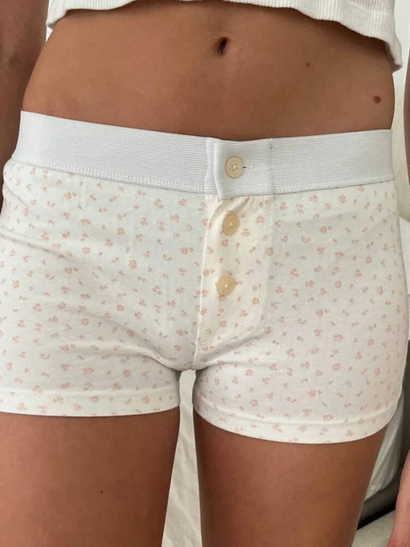 Low Waist Lounge Shorts Floral or Stripe Print - Image 4