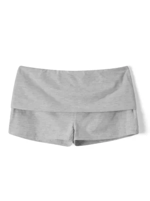 Slim Fit Sporty Lounge Shorts Low Waist Fold Over Style