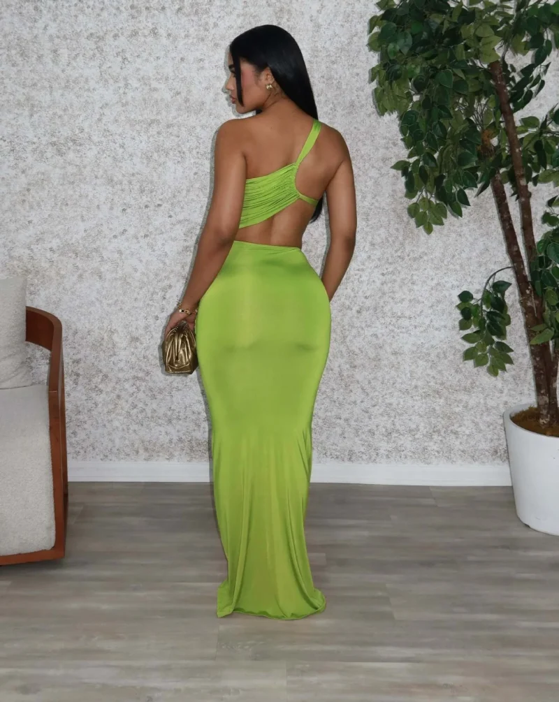 Green One Shoulder Maxi Dress Women 2025 - Image 3