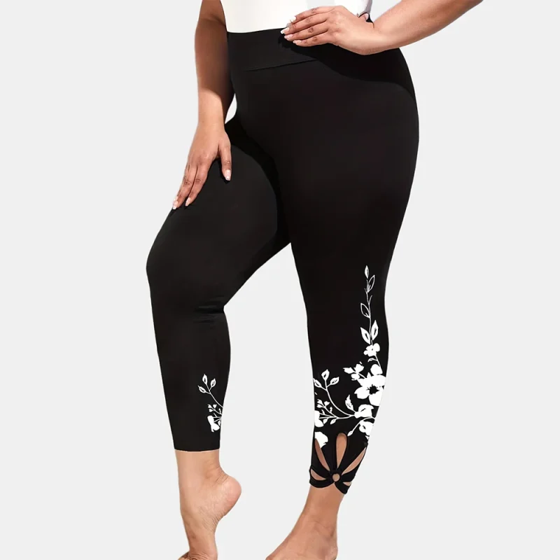 Plus Size Workout Leggings with Ab Cut Out - Image 2