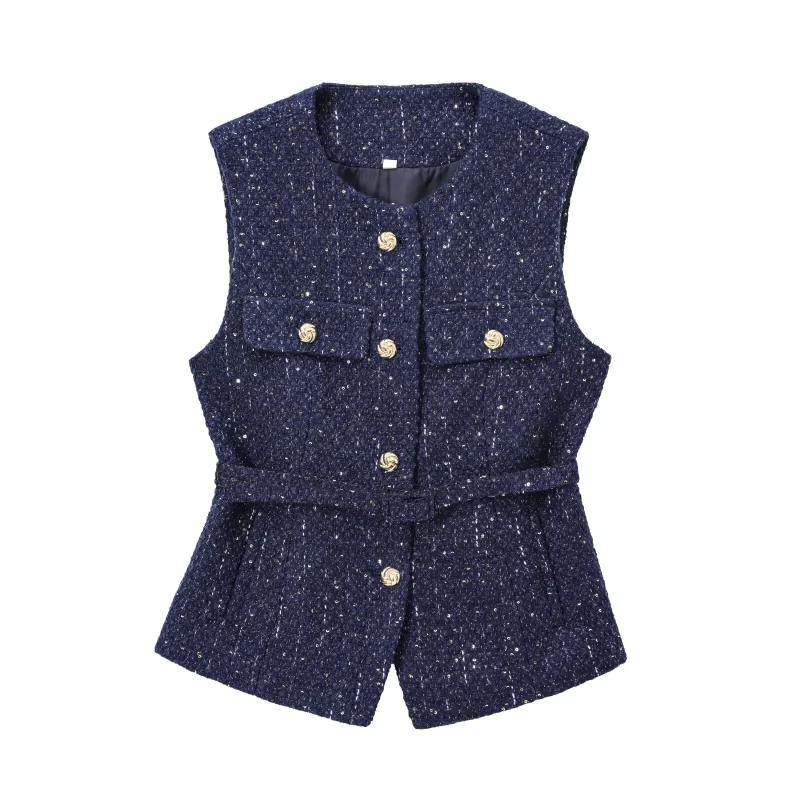 Sleeveless Sequin Vest Jacket