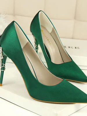 Elegant Satin Wedding Heels 10cm Catwalk Style Pumps