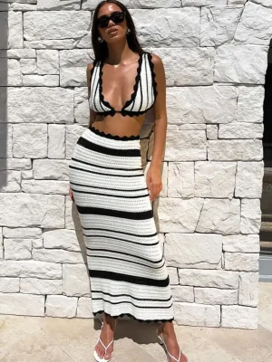 Striped Knit Beach Set for Women