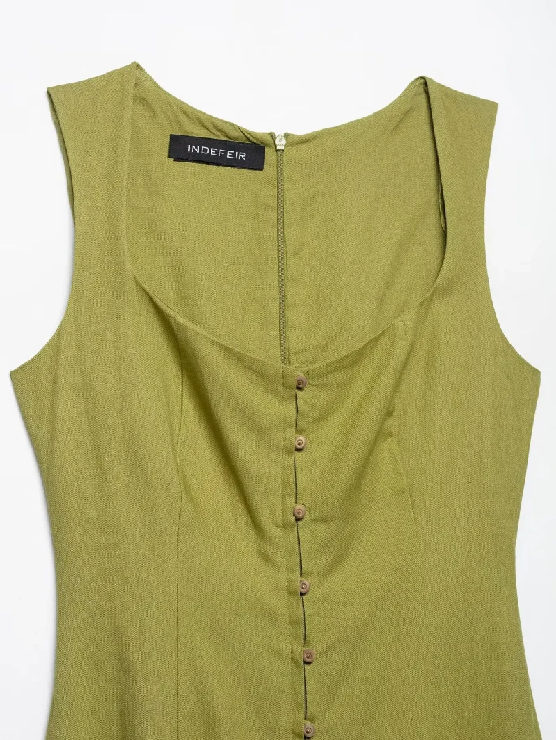 Women’s Summer Square Neck Dress with Front Buttons - Image 4