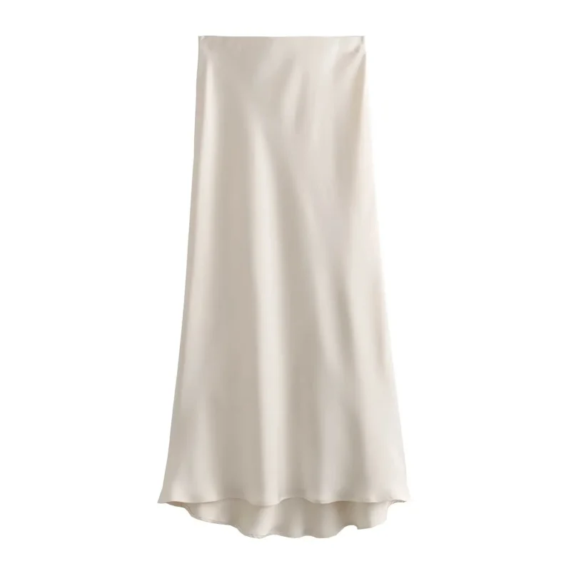 Women’s Satin Midi Skirt with Elastic High Waist - Image 6