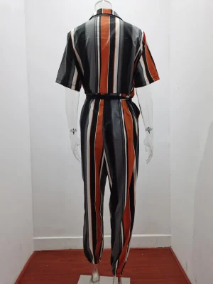 Women’s Chic Printed Belted Jumpsuit