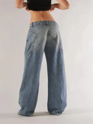 Low Rise Wide Leg Jeans with Pockets