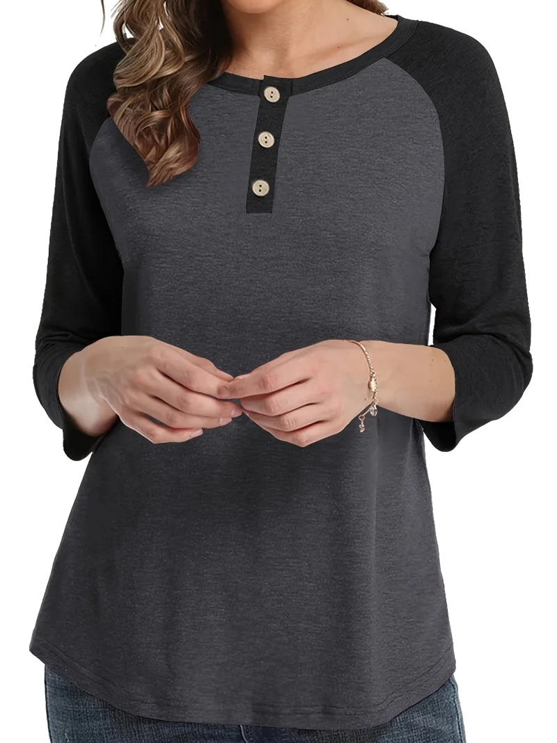 Chic Color Block Casual Top for Plus Size - Image 3