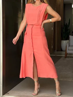 Women’s Elegant Sleeveless Top and Skirt Set