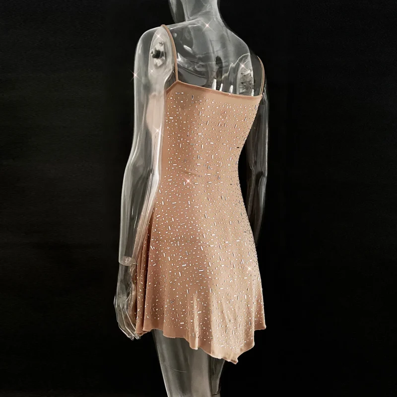 Shiny Sequin Mini Dress Backless Sleeveless Party Style - Image 5