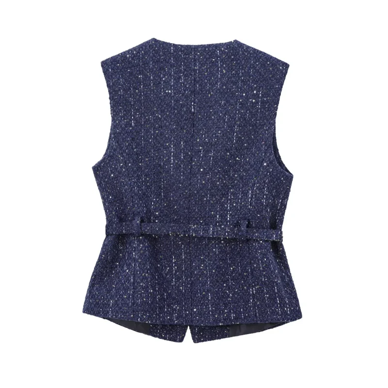 Sleeveless Sequin Vest Jacket - Image 5