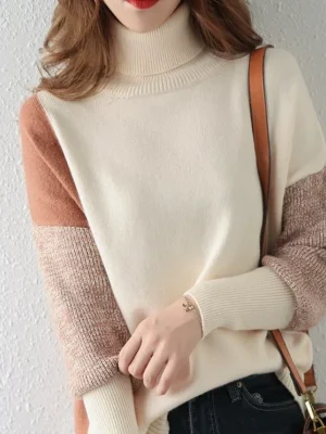 Women’s Contrast Turtleneck Sweater