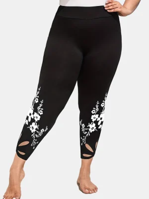 Plus Size Workout Leggings with Ab Cut Out