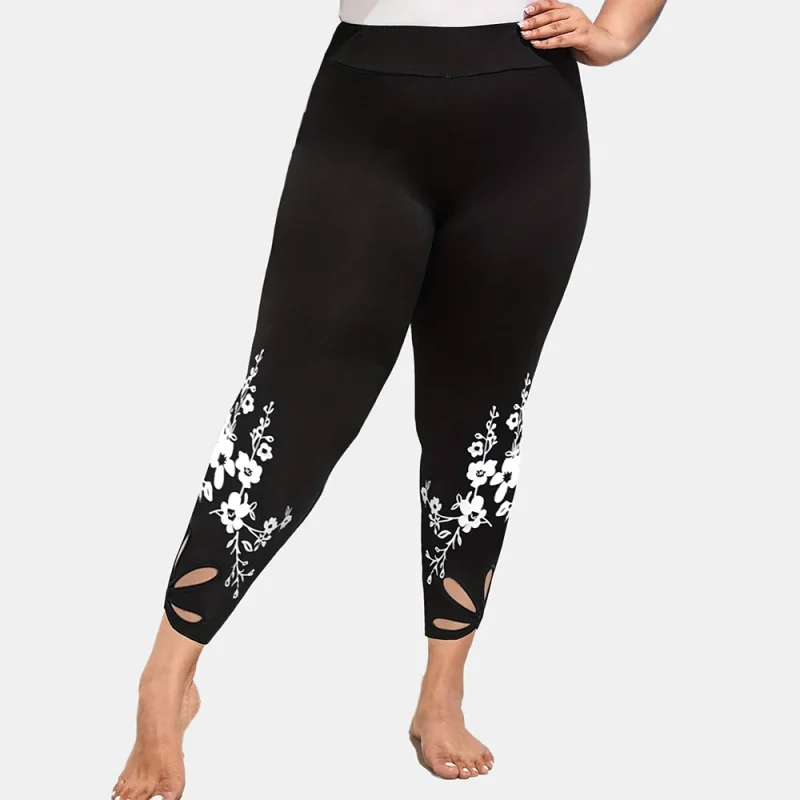 Plus Size Workout Leggings with Ab Cut Out