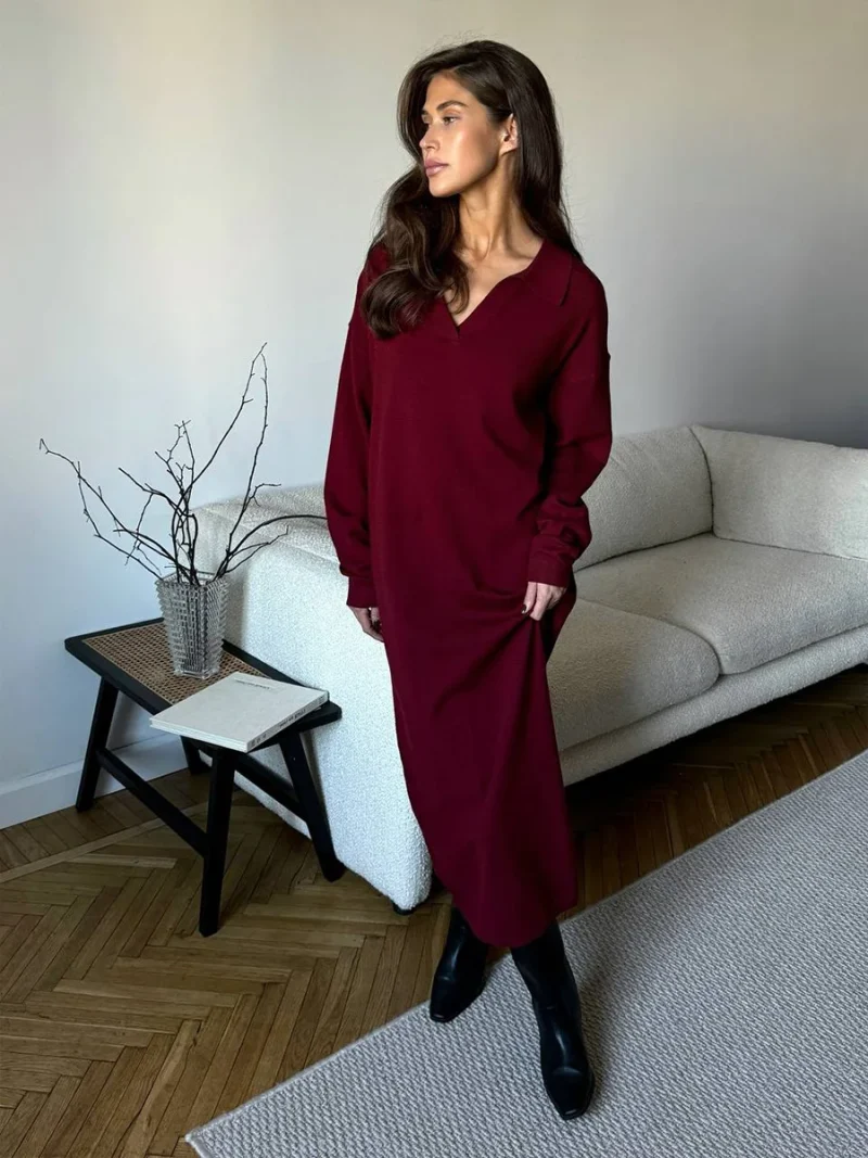 Elegant Knitted Sweater Dress Women Autumn 2025 - Image 4