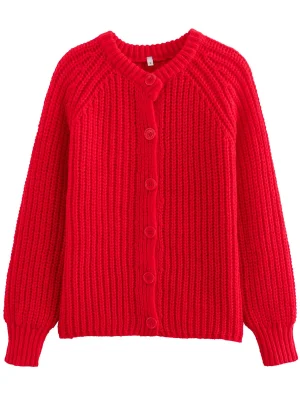 Women’s Red Knitted Cardigan Sweater with Buttons