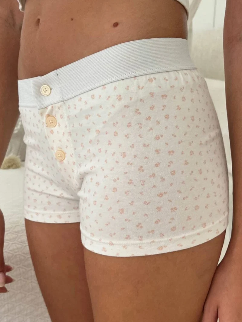 Low Waist Lounge Shorts Floral or Stripe Print - Image 5