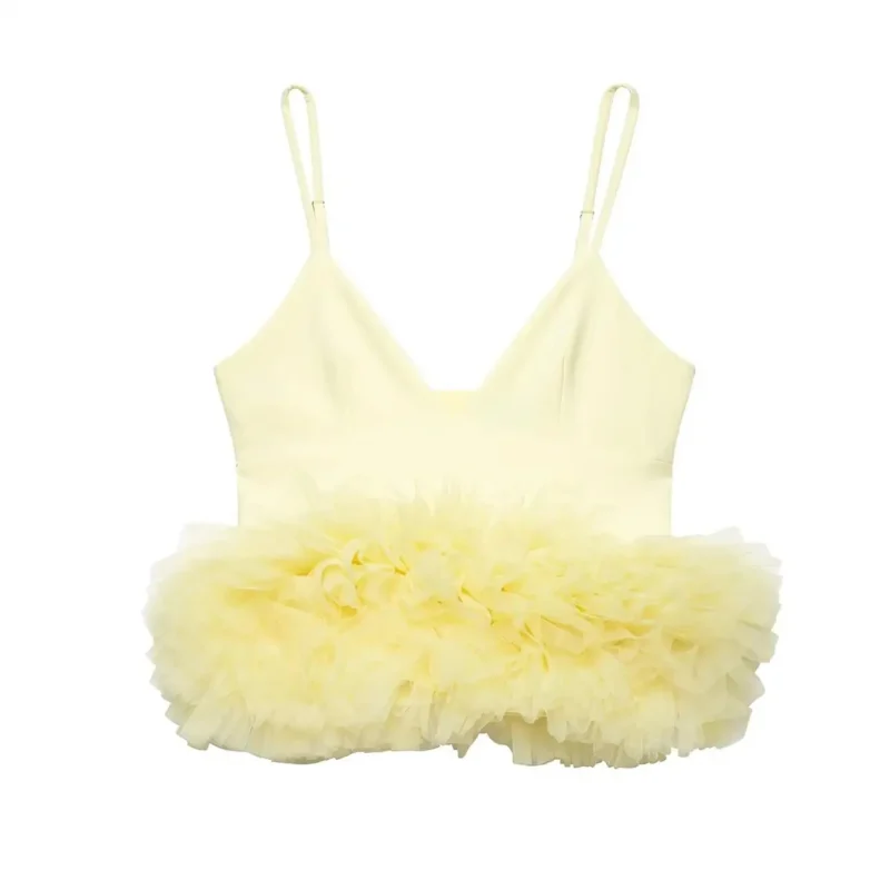 Lace Tiered Camisole V-Neck Backless Summer Top