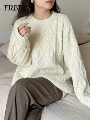 Women’s Winter Twist Knit Sweater Loose Casual