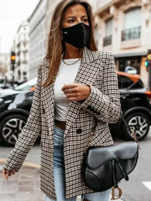 Loose Fit Plaid Jacket Trendy and Comfy