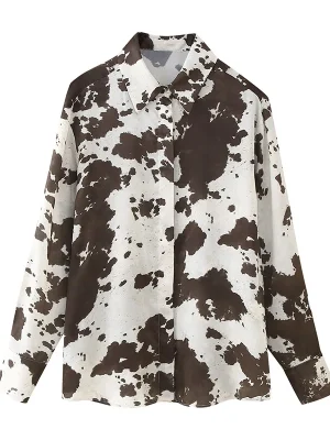 Printed Lapel Shirt for Women