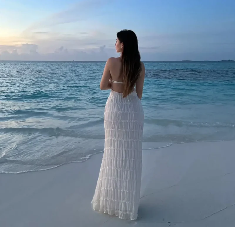 Backless Halter Maxi Sundress - Image 3