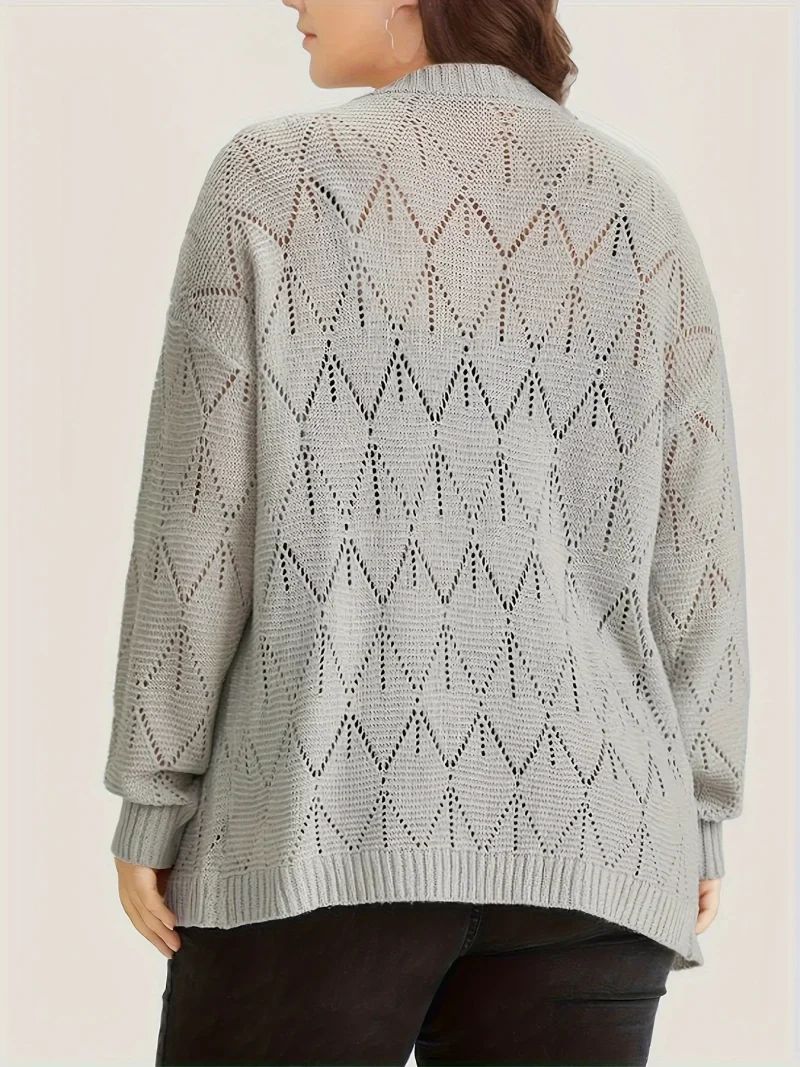 Plus Size Hollow Out Open Front Cardigan - Image 4