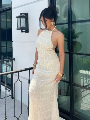 Backless Halter Maxi Sundress