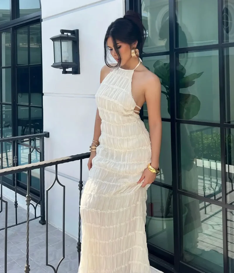 Backless Halter Maxi Sundress