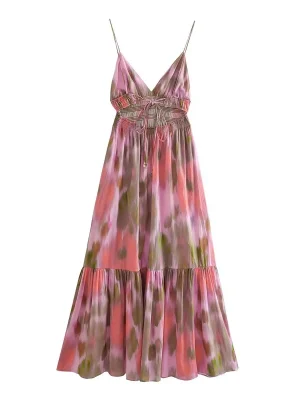 Women’s Vintage Print Midi Dress