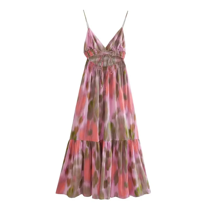 Women’s Vintage Print Midi Dress