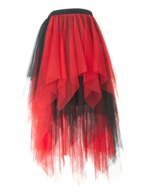 Fairycore Tulle Midi Skirt Irregular High Waist Pleated Style