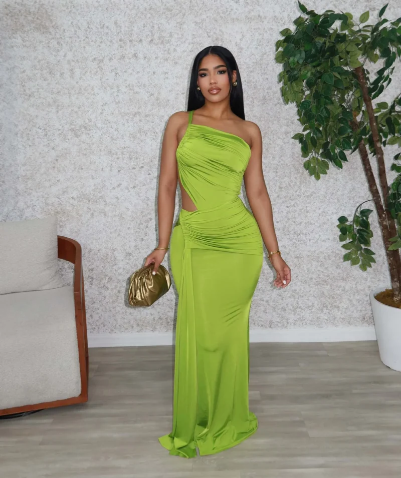 Green One Shoulder Maxi Dress Women 2025 - Image 2