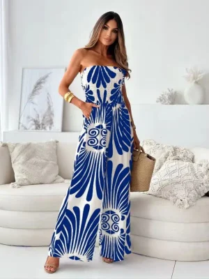 Off-Shoulder Backless Wide-Leg Jumpsuit