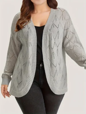 Plus Size Hollow Out Open Front Cardigan