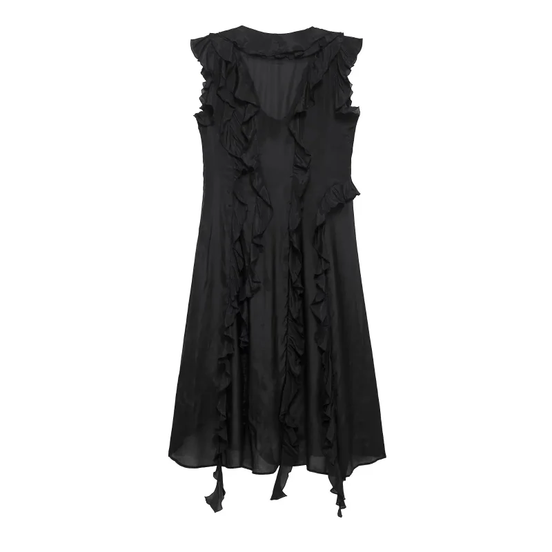 Sleeveless V Neck A-line Dress for Women - Image 2
