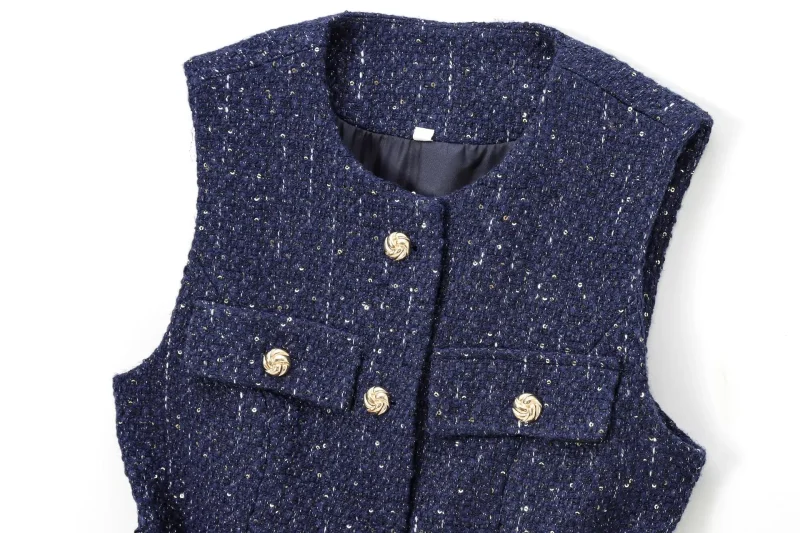 Sleeveless Sequin Vest Jacket - Image 6