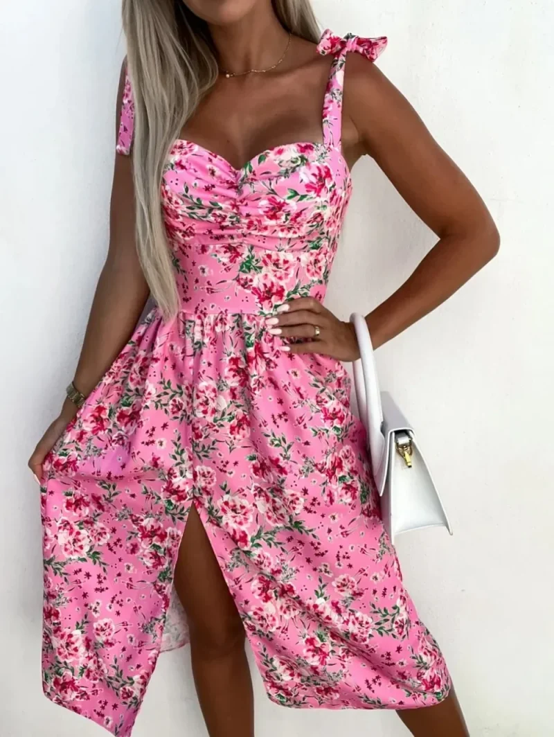 Summer Sling Midi Dress Casual and Floral