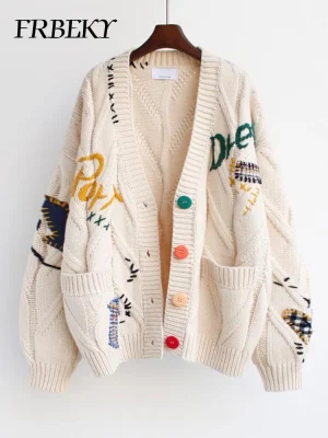 Hand-Embroidered Knit Sweater Korean Fashion
