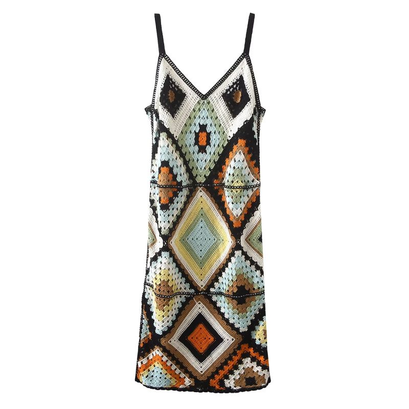 Elegant Crochet Cutout Backless Slim Slip Dress - Image 2