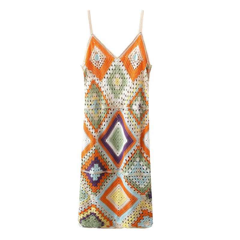 Elegant Crochet Cutout Backless Slim Slip Dress - Image 3