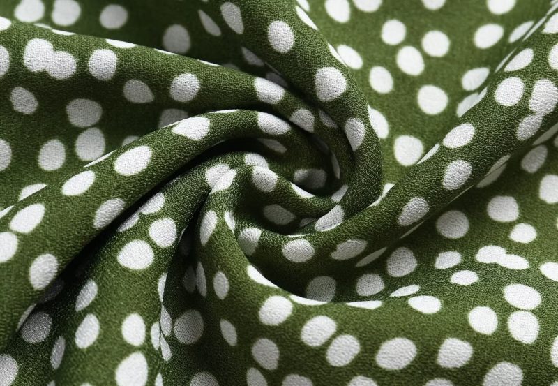 French Green Polka Dot Lace-Up Spring Dress - Image 4