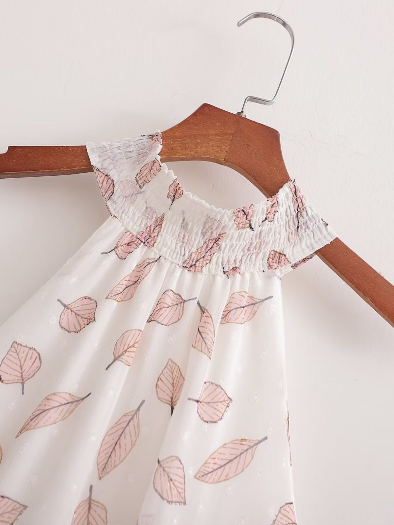 Floral Tie Neck Slim Waist Summer Dress - Image 3