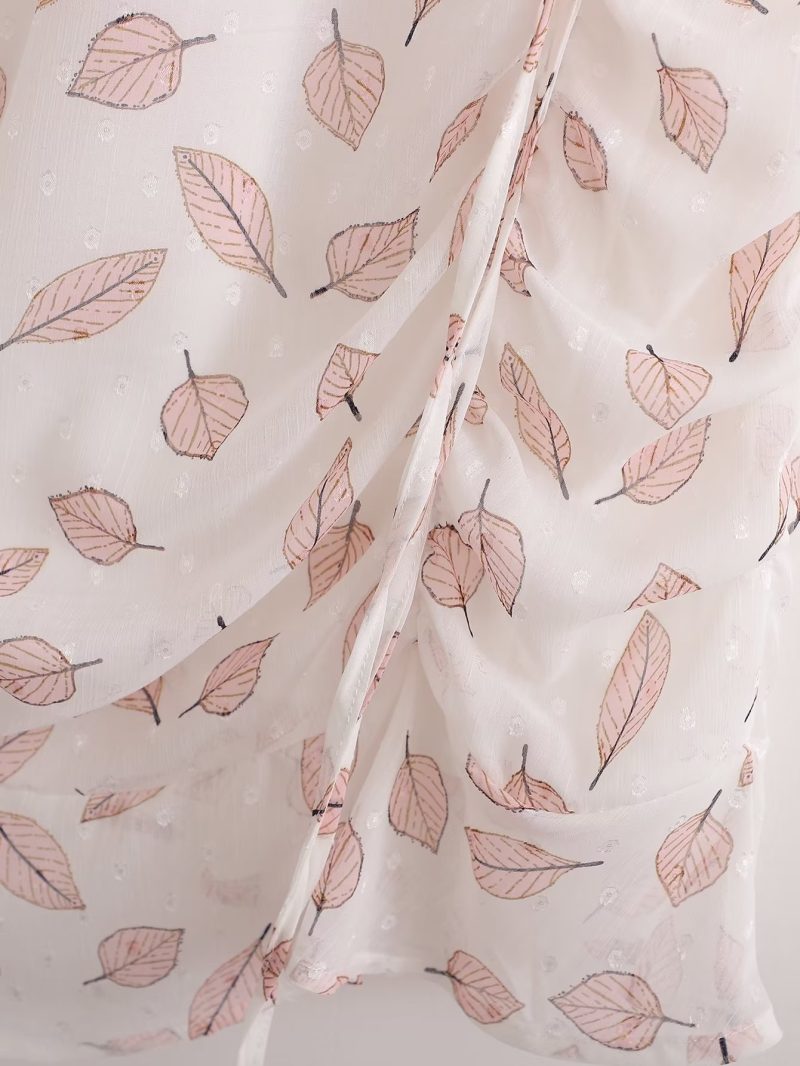 Floral Tie Neck Slim Waist Summer Dress - Image 4