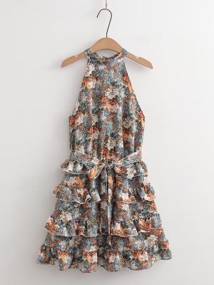 Printed Ruffled Layered Vacation Dress for Summer