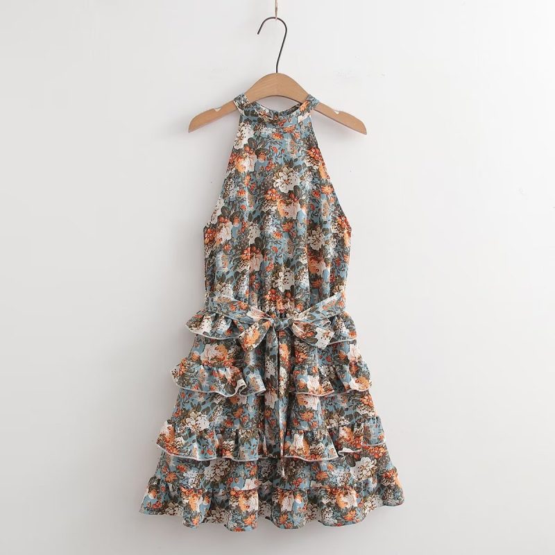 Printed Ruffled Layered Vacation Dress for Summer