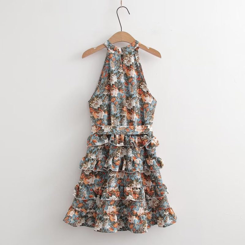 Printed Ruffled Layered Vacation Dress for Summer - Image 2