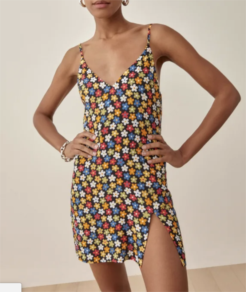 Colorful Floral Printed Summer Dress with Straps