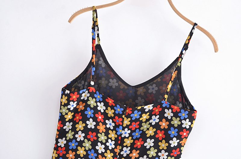 Colorful Floral Printed Summer Dress with Straps - Image 4